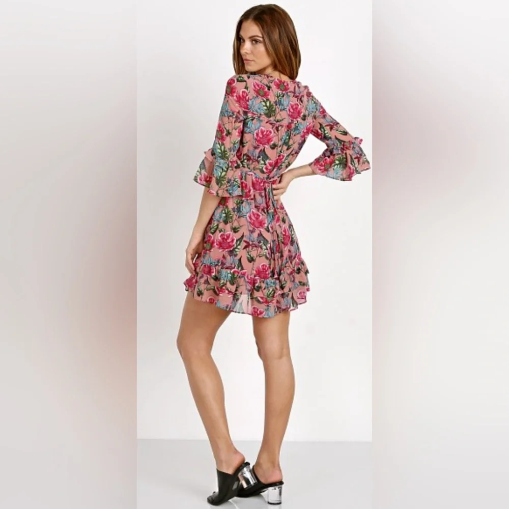 For Love & Lemons Churro Mini Dress Pink Flamenco Small - Picture 2 of 12